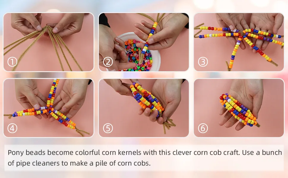 1000+ pcs Pony Beads, Multi-Colored Bracelet Beads, Beads for Hair Braids, Beads for Crafts, Plastic Beads, Hair Beads for Braids (Medium Pack, Classic) Medium Pack Classic - Corn cobs