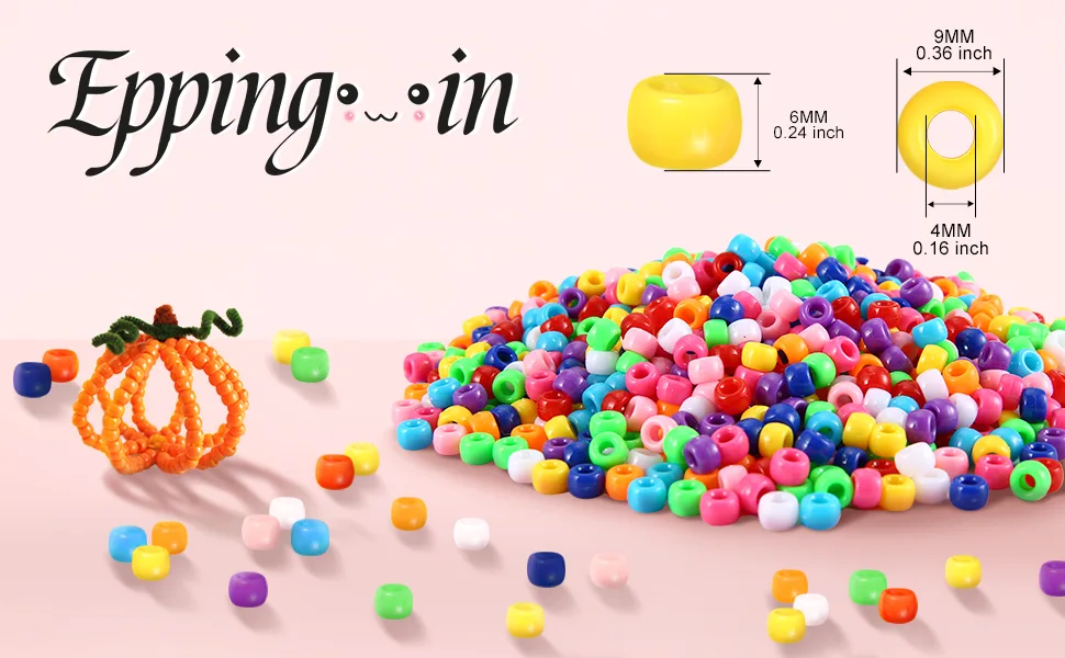 1000+ pcs Pony Beads, Multi-Colored Bracelet Beads, Beads for Hair Braids, Beads for Crafts, Plastic Beads, Hair Beads for Braids (Medium Pack, Classic) Medium Pack Classic - Eppingwin a1