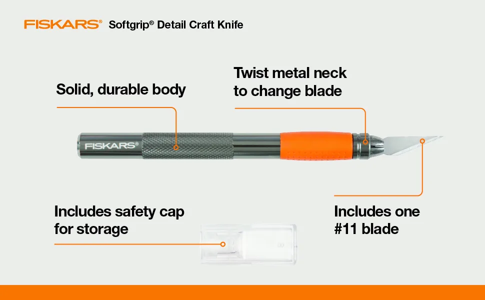 Fiskars Heavy Duty Die Cast, Exacto, 8 Inch, Precision Knife for Crafts, Multi Use Blade with Protective Cover, Steel Cast Craft Knife - exacto knife