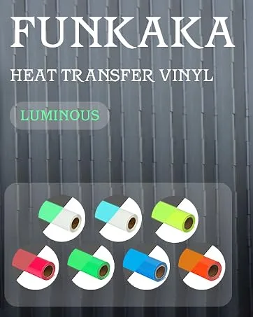 FUNKAKA HTV Heat Transfer Vinyl Bundle - 12" x 10" Pink HTV Vinyl, 10 Sheets Pink Iron on Vinyl(10 Sheets, Pink) - FUNKAKA Glow in the dark htv-2