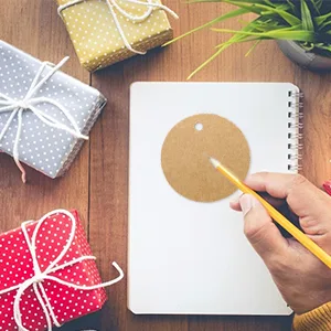 100PCS Kraft Paper Gift Tag with Jute Twine Round Shaped 5.5 cm Blank Hang Tags for Craft Projects, Xmas Gifts (White) - Blank Hang Tags