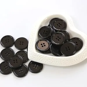 GANSSIA 1 Inch (25mm) Black Resin Buttons Sewing Flatback Button for Garment DIY Craft Decoration Pack of 50PCS - 25mm button