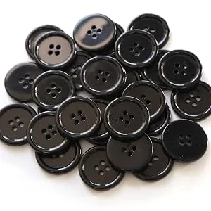 GANSSIA 1 Inch (25mm) Black Resin Buttons Sewing Flatback Button for Garment DIY Craft Decoration Pack of 50PCS - black color