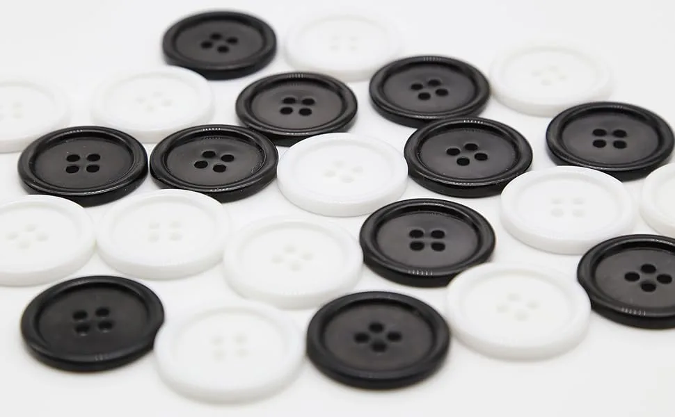 GANSSIA 1 Inch (25mm) Black Resin Buttons Sewing Flatback Button for Garment DIY Craft Decoration Pack of 50PCS - button