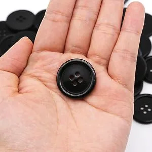 GANSSIA 1 Inch (25mm) Black Resin Buttons Sewing Flatback Button for Garment DIY Craft Decoration Pack of 50PCS - buttons