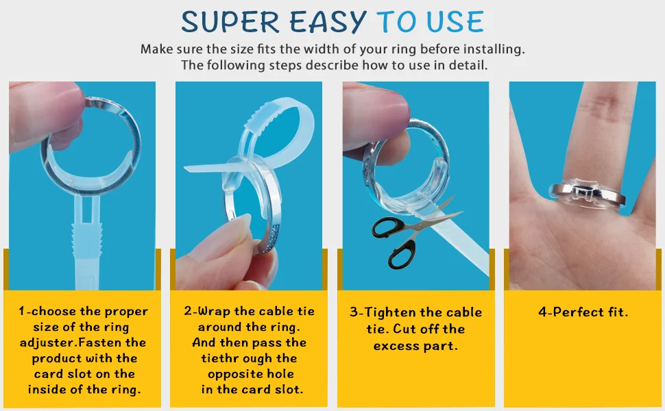 16 Pack Ring Size Adjuster for Loose Rings, 8 Size Silicone Resizer Invisible Ring Spacer Fit for Women and Men's Different Band Widths - Women