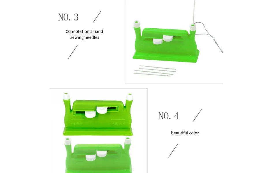 Desk Needle Threader, Automatic Double Needle Hand Threader Hand Threader Green Double Hole Needle Threader Insertion Tool for Sewing Machine DIY Hand Made Works Threader - product information 2