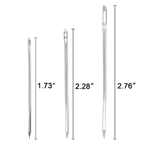 Hekisn Professional Large-Eye Leather Stitching Needle with 3 Different Sizes for Leather Projects with Storage Container (6 Pieces) - 3 different sizes leather sewing needle sharp