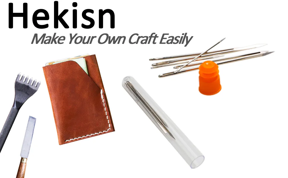 Hekisn Professional Large-Eye Leather Stitching Needle with 3 Different Sizes for Leather Projects with Storage Container (6 Pieces) - 6pcs leather needle for leather craft
