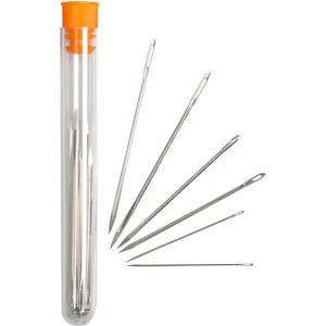Hekisn Professional Large-Eye Leather Stitching Needle with 3 Different Sizes for Leather Projects with Storage Container (6 Pieces) - 6pcs leather sewing needle