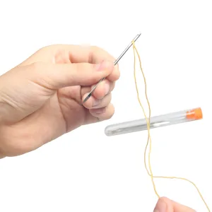 Hekisn Professional Large-Eye Leather Stitching Needle with 3 Different Sizes for Leather Projects with Storage Container (6 Pieces) - leather sharp needle long
