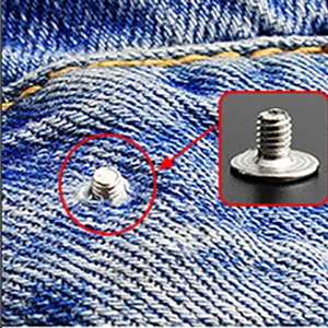 12 Pcs Button for Sewing Metal Jeans ,ICEYLI 17 mm No-Sew Nailess Removable Metal Jeans Buttons Replacement Repair Combo Thread Rivets and Screwdrivers - metal button