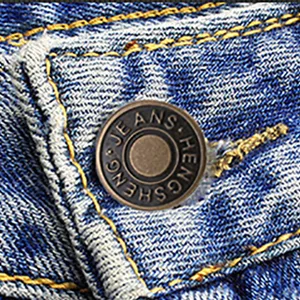 12 Pcs Button for Sewing Metal Jeans ,ICEYLI 17 mm No-Sew Nailess Removable Metal Jeans Buttons Replacement Repair Combo Thread Rivets and Screwdrivers - metal button