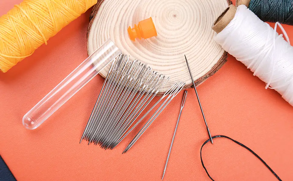 23 PCS Large Eye Sewing Needles, 2.36in Sewing Sharp Needles, Leather Needle Embroidery Thread Needle, Stainless Steel Yarn Knitting Needles with a 3.3in Plastic Bottle - large eye sewing needles