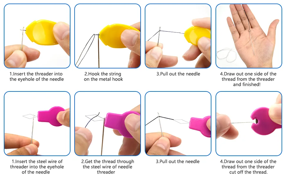 Needle Threaders Tool Set 19 in 1 for Hand Sewing, Sewing Machine, DIY (5 Pcs Gourd Shaped Threaders + 5 Pcs Thumb Shaped Threaders + 2 Pcs Drawstring Threaders + 2 Pcs Seam Rippers + 5Pcs Needles) Gourd Shape+Thumb Shape - Easy to Use Needle Threaders