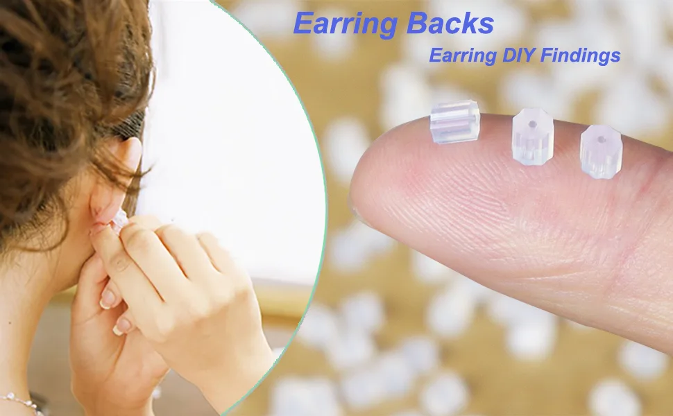 Earring Backs for Sensitive Ears, 200pcs Silicone Clear Earring Backs for Studs Earring Hooks Hypo-allergenic Earring Stoppers Jewelry Accessories - Silicone Clear Earring Backs for Studs Earring