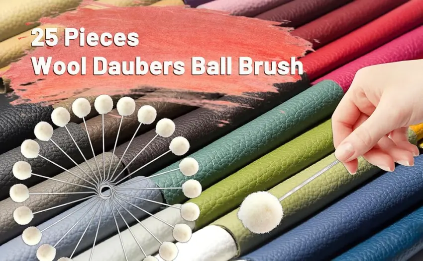 25 Pieces Wool Daubers Ball Brush Leather Dye Tool with Metal Handle Applicator for DIY Crafts Projects - MOZZZ40-1