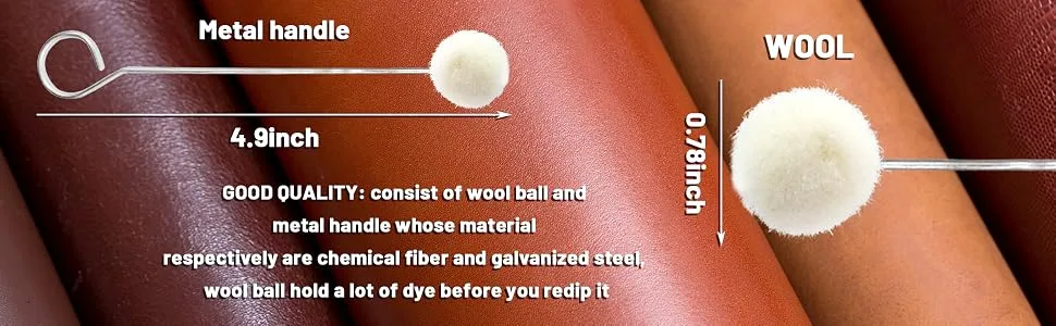 25 Pieces Wool Daubers Ball Brush Leather Dye Tool with Metal Handle Applicator for DIY Crafts Projects - MOZZZ40-2