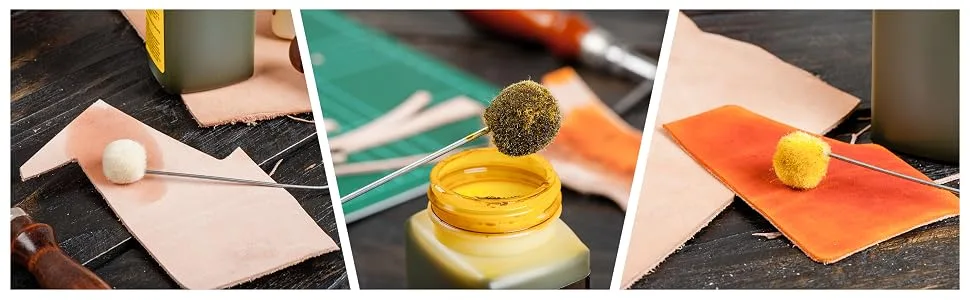 25 Pieces Wool Daubers Ball Brush Leather Dye Tool with Metal Handle Applicator for DIY Crafts Projects - MOZZZ40-4