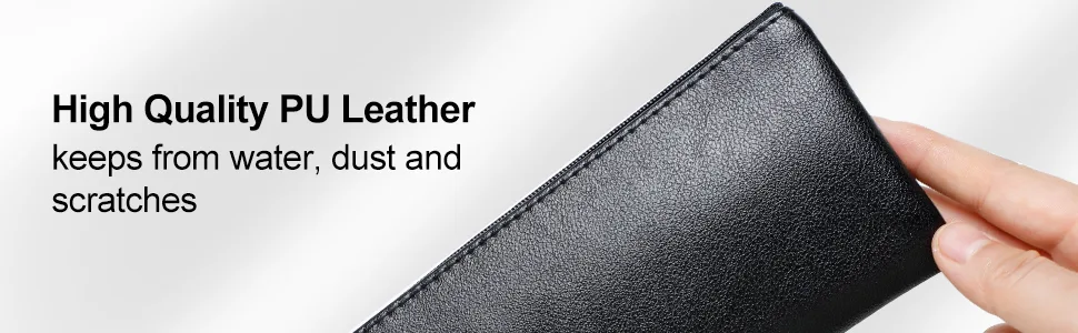 MROCO Pencil Case Pencil Pouch Black Pencil Bag PU Leather Pen Case Small Zipper Pouch for Pencils, Pens, Markers, Makeups, Change, Coins - pen bag