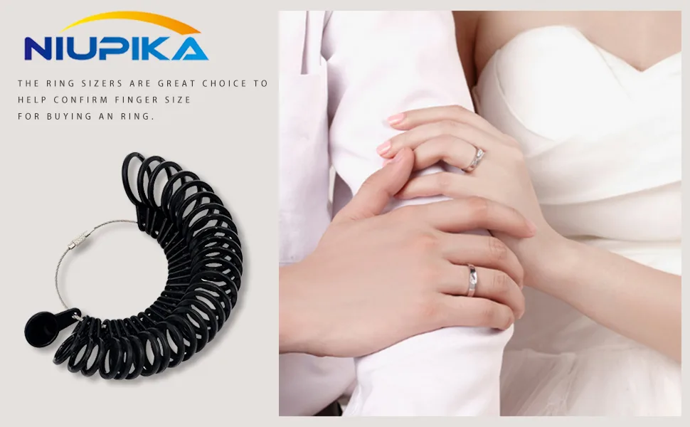 NIUPIKA Ring Sizer Set Finger Size Gauge Measure Tool Jewelry Sizing Tools Rings Size 1-13 with Half Size 27 Pieces - NIUPIKA-1
