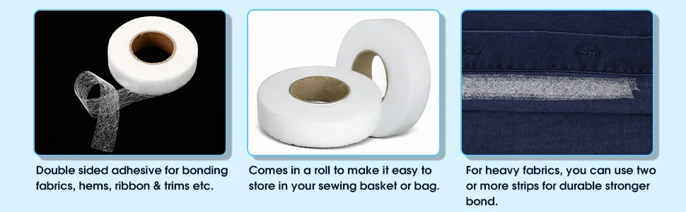 Outus 2 Rolls Fabric Fusing Tape Adhesive Hem Tape Iron on Tape Each 1/2 Inch(White, 27 Yards) 27 Yards Each White - product information 2
