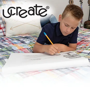 Pacon UCreate Tracing Pad, White, 9" x 12", 40 Sheets - Boy Sketching on UCreate Sketch Pad