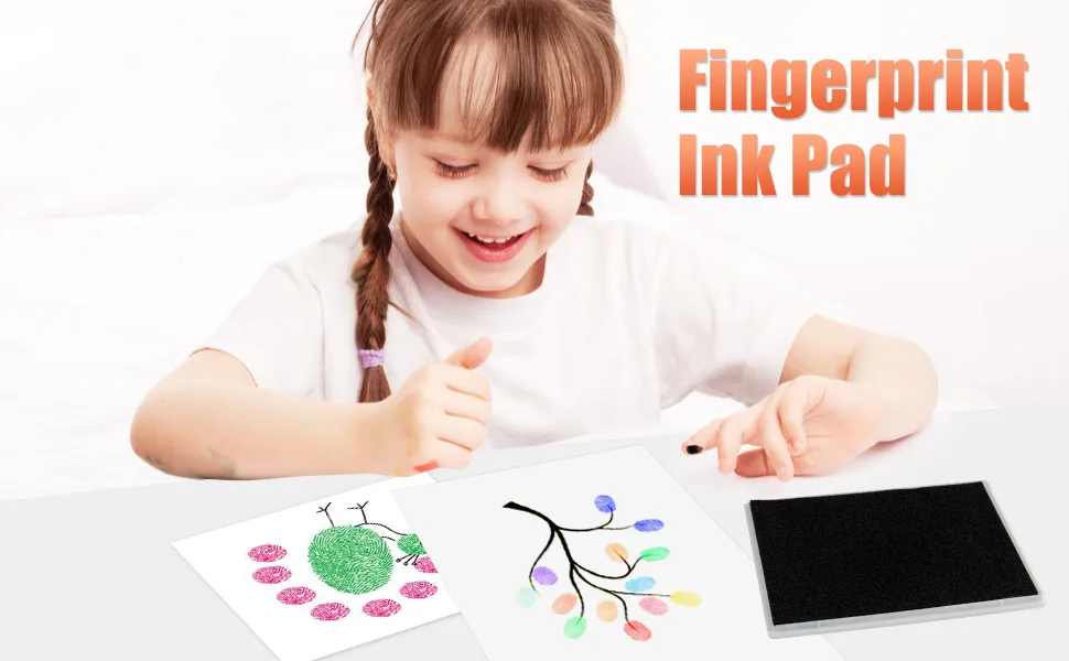 Ink Pad, 5x4'' Washable Stamp Ink Pad for Kids, Black - ink pad