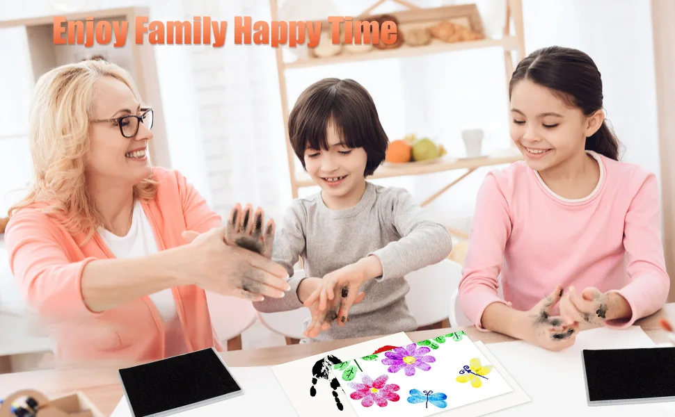 Ink Pad, 5x4'' Washable Stamp Ink Pad for Kids, Black - ink pad
