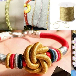 Pengxiaomei 218 Yards/656 Feet Metallic Cord, 2 Spool Metallic Thread Gold Jewelry Thread Silver Craft String Tinsel String Craft Making Cord(0.5mm) Gold+Sliver - product information 7