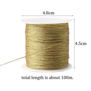 Pengxiaomei 218 Yards/656 Feet Metallic Cord, 2 Spool Metallic Thread Gold Jewelry Thread Silver Craft String Tinsel String Craft Making Cord(0.5mm) Gold+Sliver - size