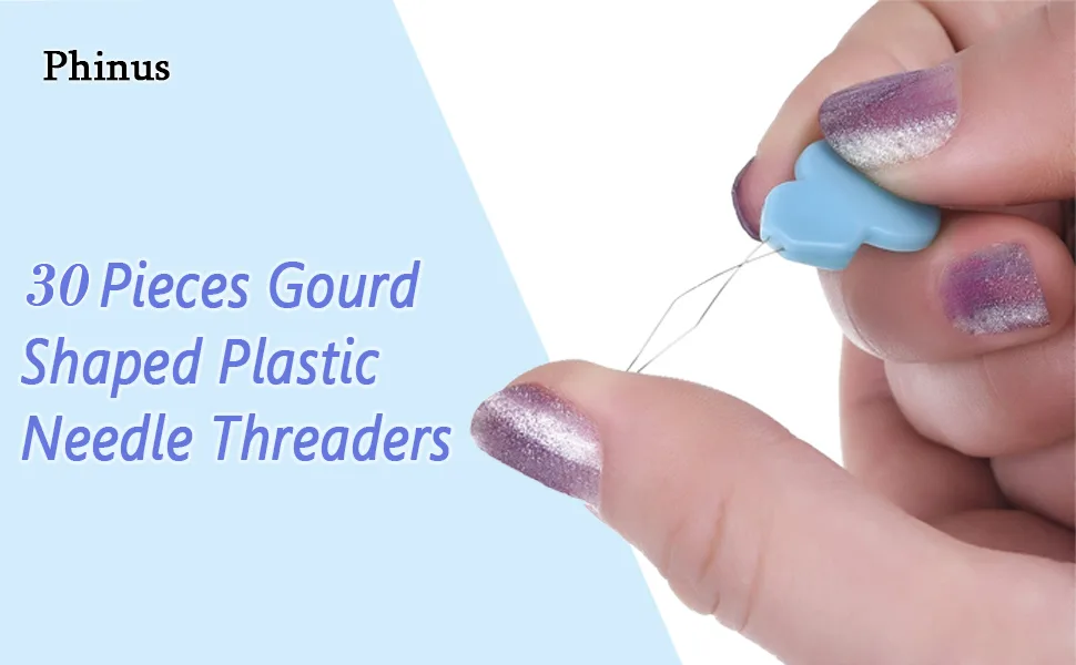 30 Pieces Gourd Shaped Plastic Needle Threaders, Plastic Wire Loop DIY Needle Threader Hand Machine Sewing Tool for Sewing Crafting with Clear Box, 4 Colors Random - needle threader needle threader for hand sewing sewing needle threader needle