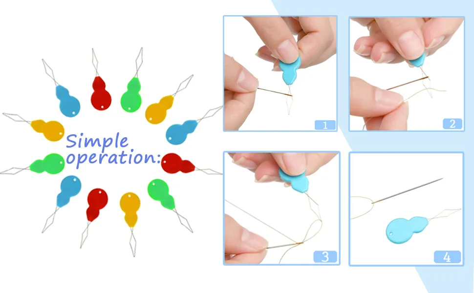 30 Pieces Gourd Shaped Plastic Needle Threaders, Plastic Wire Loop DIY Needle Threader Hand Machine Sewing Tool for Sewing Crafting with Clear Box, 4 Colors Random - needle threader needle threader for hand sewing sewing needle threader needle