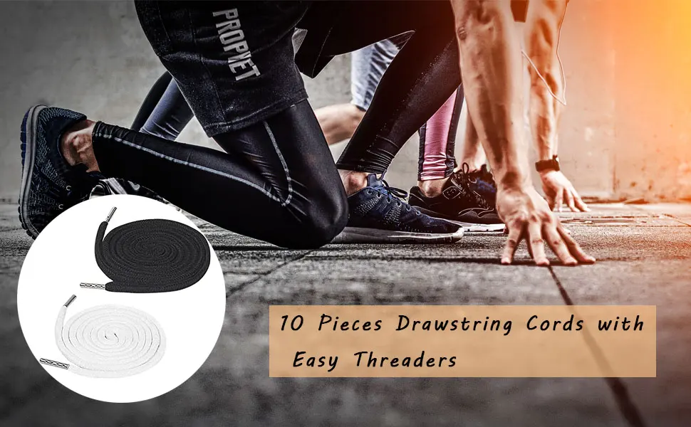 10 Pieces Drawstring Cords with Easy Threaders, Hoodie String Replacement with Pink Flexible Drawstring Threaders for Pants Sweatpants Hoodies Jackets Shoes (5 Black & 5 White) - Drawstring hoodie string replacement drawstring cord drawstring threader drawstring replacement