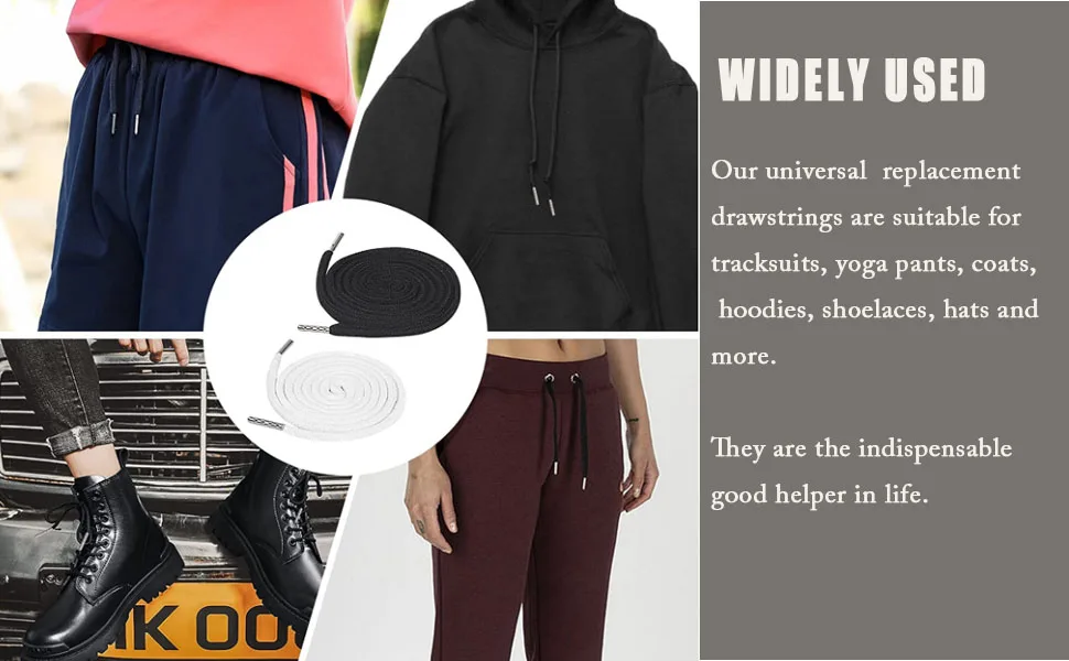 10 Pieces Drawstring Cords with Easy Threaders, Hoodie String Replacement with Pink Flexible Drawstring Threaders for Pants Sweatpants Hoodies Jackets Shoes (5 Black & 5 White) - Drawstring hoodie string replacement drawstring cord drawstring threader drawstring replacement
