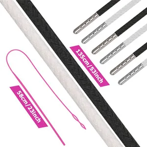 10 Pieces Drawstring Cords with Easy Threaders, Hoodie String Replacement with Pink Flexible Drawstring Threaders for Pants Sweatpants Hoodies Jackets Shoes (5 Black & 5 White) - Drawstring hoodie string replacement drawstring cord drawstring threader drawstring replacement