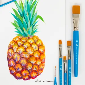 Princeton 3750 Select Decorative Paint Brush Golden Synthetic Hair Filbert Grainer Size 1/8" - Pineapple