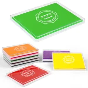RNKP Large Blue Ink Pad for Rubber Stamps, 5  4 inch Ink Stamp Pads Permanent for Paper Wood Fabric (Blue) - ink pad green