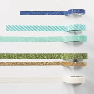 Scotch Washi Tape, Summer Design, 5 Rolls, Great for Bullet Journaling, Scrapbooking and DIY Dcor (C1017-5-P4) - Scotch Expressions comes in several shades of blue and gree.