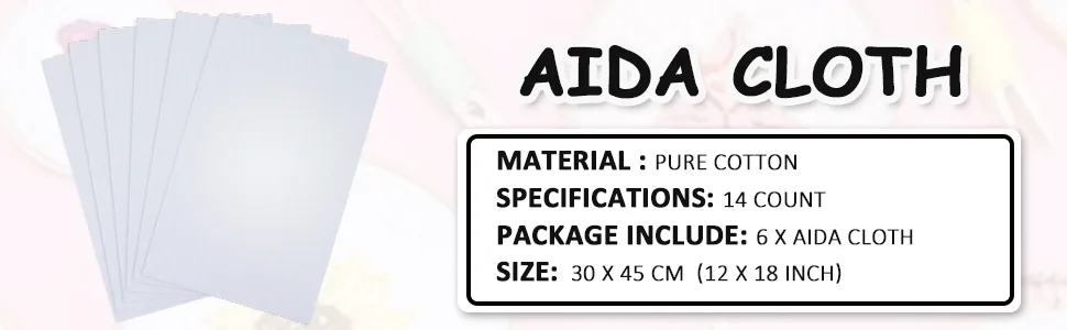 Similane 6 Pieces Aida Cloth 14 Count Cross Stitch Fabric, White, 12 by 18-Inch - product information 2