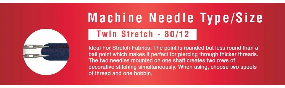 SINGER 04719 Universal Twin Stretch Sewing Machine Needle, 4.0mm Original Version - Needle Type