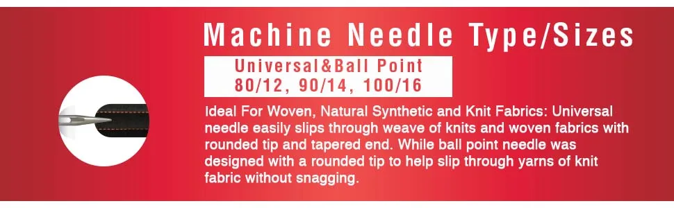 SINGER 04800 Universal Regular Point and Ball Point Sewing Machine Needle, Assorted Sizes, 8-Count Sizes 80/11, 90/14, 100/16 8.0 - Needle Type