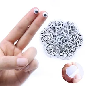 Googly Wiggle Eyes with Self-Adhesive 700 Pieces Assorted Sizes 4/5/6/7/10/12/10 * 8mm DIY Scrapbooking Crafts Accessories white black - Self-adhesive