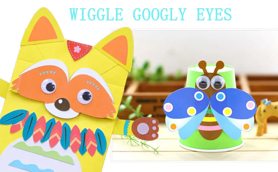 Googly Wiggle Eyes with Self-Adhesive 700 Pieces Assorted Sizes 4/5/6/7/10/12/10 * 8mm DIY Scrapbooking Crafts Accessories white black - wiggle googly eyes