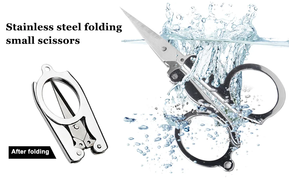 Folding Scissors, 4Pcs Stainless Steel Small Scissors Pocket Portable Foldable Travel Scissors Tiny Mini Craft Cutter 4 Pcs - product information 1