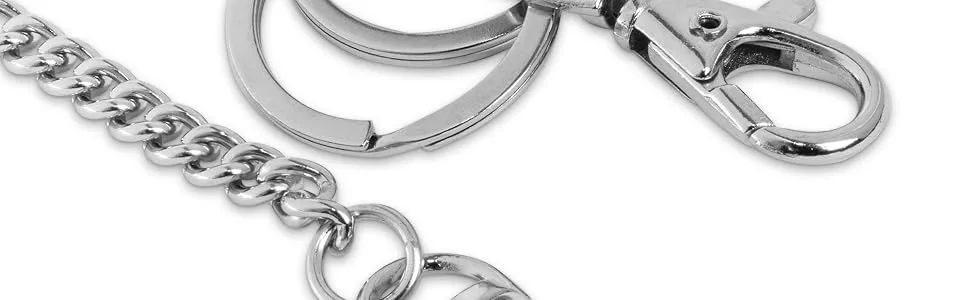 18" Silver Nickel Plated Pocket Keychain String with Both Ends Lobster Claw Clasp Trigger Snap Handle for Belt Loop, Purse Handbag Strap, Keys, Wallet, and Traveling - Chain Belt Set, Wallet Chain, Pants Chain, Pocket Chain and Keyring Pants Belt Jeans Wallets