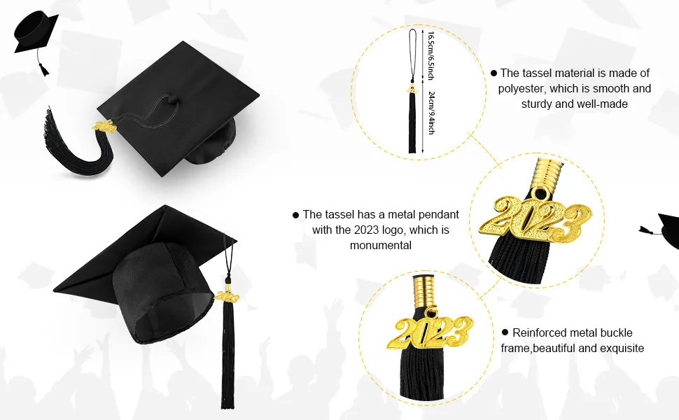 Graduation Tassel Academic Graduation Tassel with 2023 Year Charm Ceremonies Accessories for Graduates (Black) - product information 2