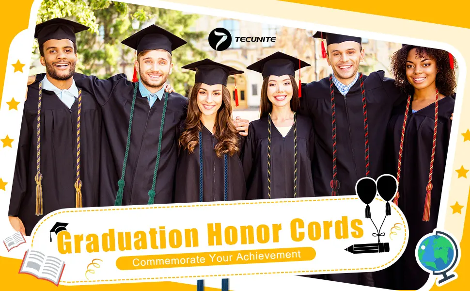 TecUnite Graduation Honor Cords Tassels Cord Polyester Yarn Honor Cord for Bachelor Gown for Graduation Students (Blue Red with White) - product information 1