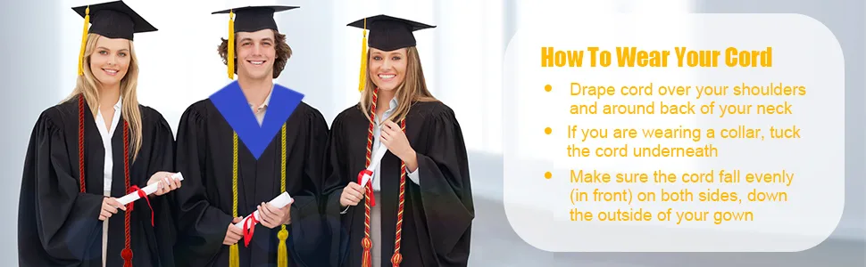 TecUnite Graduation Honor Cords Tassels Cord Polyester Yarn Honor Cord for Bachelor Gown for Graduation Students (Blue Red with White) - product information 3