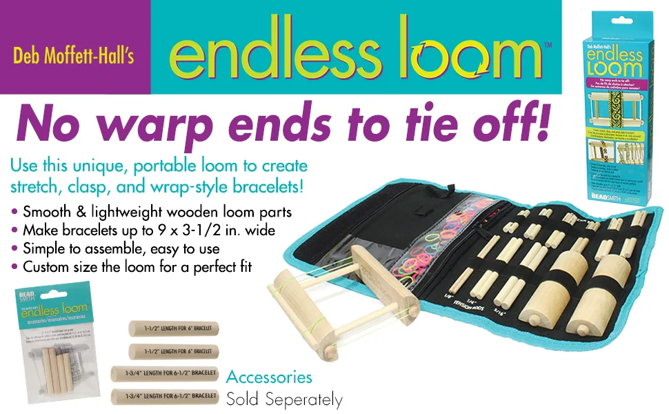The Beadsmith Endless Loom Rod Set Accessory Pack by Deb Moffatt Hall, for 6 and 6.5" Bracelet, for Making Jewelry and Beading Bracelets - endless loom header